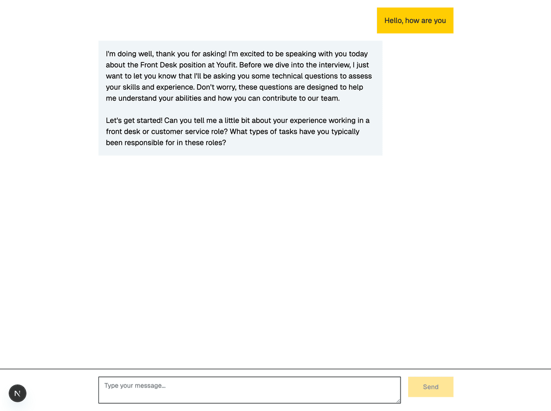 AI mock interview interface